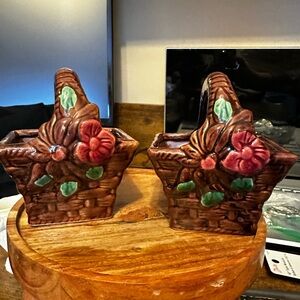 Floral Brown Ceramic Baskets